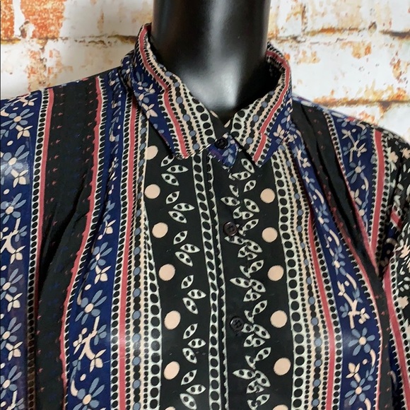 Free People Floral Print Sheer Button Down Blouse - Picture 2 of 8